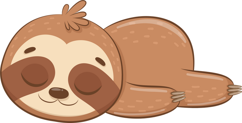 Cute sloth sleeps sweetly.